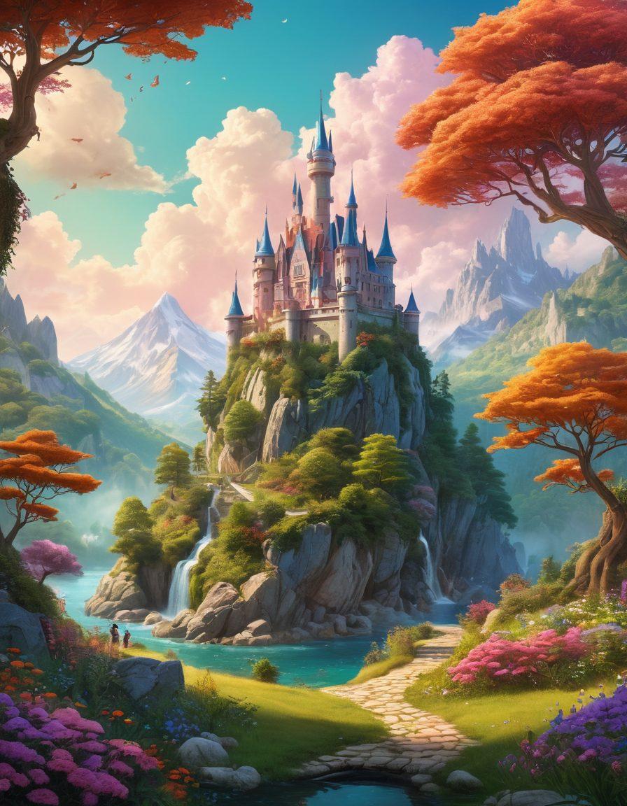 A whimsical and enchanting landscape depicting diverse adult fantasy worlds, featuring lush forests, mystical castles, and ethereal creatures subtly intertwined with romance and adventure elements. Soft, dreamy lighting creates a captivating atmosphere, inviting exploration and intrigue. Showcase vibrant colors and intricate details that evoke a sense of pleasure and wonder. surreal art. vibrant colors. 3D.